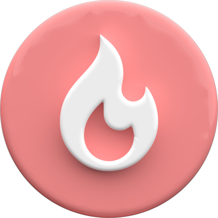 Pink 3d fire icon